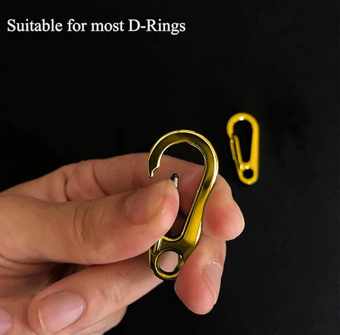 IVIA Dog Tag Clips / 2 Pack/Multiple Size 304 Stainless Steel Quick Clip with Rings/Easy Change Dog Cat ID Tag Holder for Small pet Collars and Harnesses.(2 Medium Gold)