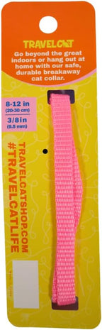 Travel Cat Breakaway Cat Collar - Pink Adjustable Cute Cat Collar with Quick Release Safety Buckle for Boy and Girl Cat - Nylon 8-13 inch Length Kitten Collar with Metal D-Ring, Machine Washable
