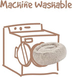 Friends Forever Donut Dog Bed Faux Fur Fluffy Calming Sofa For Large Dogs, Soft & Plush Anti Anxiety Pet Couch For Dogs, Machine Washable Coco Pet Bed with Non-Slip Bottom, 36"x36"x8" Tan