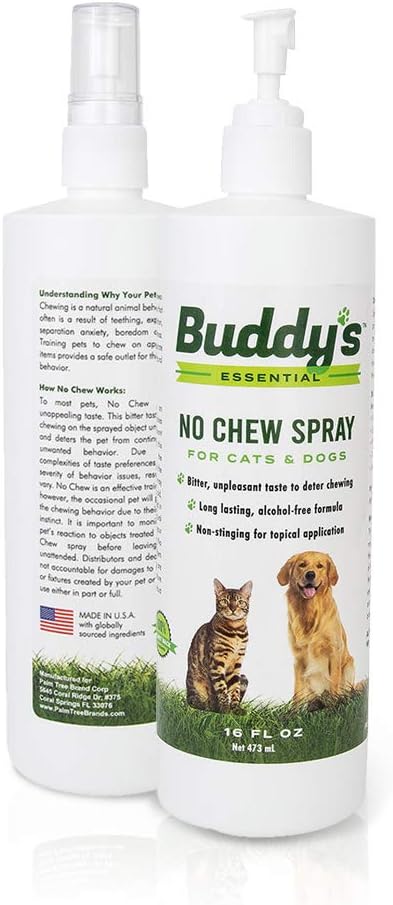Anti Chew, Bitter Spray for Dogs and Cats-16 Oz, Extreme Taste-Stops Furniture Pet Chewing, Biting, Licking-Alcohol Free Deterrent/ Repellant -Made in USA, For Puppy, Kitten Training Aid