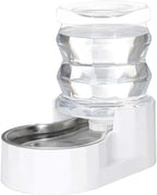 RIZZARI Gravity Water Bowl Dispenser for Cats: 4L White Automatic Stainless Steel Dog Feeder Without Filter - for 8-20LB Elderly Pets with Joint Spine Pain - for Kitchen Bedroom