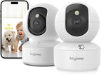 BoyKeep 2K Pet Camera, Indoor Security Camera, 5G/2.4GHz WiFi Cameras for Baby Dog with Phone App, 360° Pan & Tilt, 2-Way Audio, Color Night Vision, New Version w/Cloud Storage (White-2 Pack)