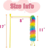 3 Pack Cat Wand Toy, Rainbow Cat Feather Toys with Bells, Teaser Wand with Soft Furry Tail, Interactive Toys for Indoor Cats & Kitten & Kitty