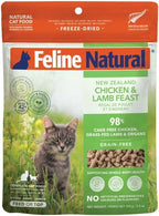 Feline Natural High Protein Dry Cat Food, Freeze-Dried Diet with 98% Meat, Organs & Seafood, No Peas, Grains, or Artificial Additives, Made in New Zealand, Chicken & Lamb, 3.5oz (Pack of 2)