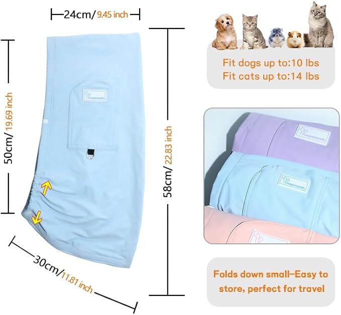 Dog Sling Carrier – Ice Silk Dog Slings for Small Dogs up to 10 lbs, Breathable Dog Carrier Sling with Adjustable Safety Strap & Buckle, Portable Cat Sling Carrier (Blue)