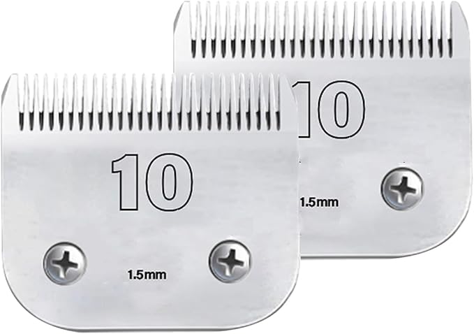 2 Pack 10 Dog Grooming Clipper Blade,Compatible with Andis, Wahl, Oster Dog Clippers,Size 1.5mm