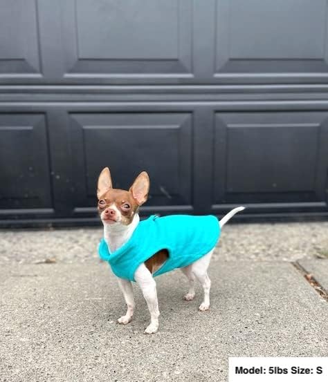 JACKO & CO - Fleece Vest Sweater with Leash Ring - Soft Lightweight Breathable for Puppies Small Medium Dogs, Kitten, Cats, Chihuahua - Warm for Fall/Autumn/Winter (Turquoise, X-Small 2-4lbs)