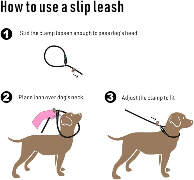 lynxking Dog Leash Slip Lead 5 6 8 FT Dog Training Leash Strong Heavy Duty Braided No Pull Training Lead Leashes for Small Medium Large Dogs