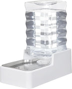 Sfozstra Automatic Dog Water Dispenser: 8L Large Gravity White Waterer with Stainless Steel Bowl - 100% BPA-Free - Suitable for Pet Owners Garden/Apartment