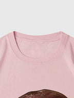 Verdusa Women's Lips Print Graphic Tees Y2k T Shirts Summer Crew Neck Vintage Going Out Tops