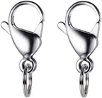 IVIA Dog Tag Clips / 316 Stainless Steel Lobster Buckle with Rings for Cat& Dog Collars and Necklace(2 Pack Silver)