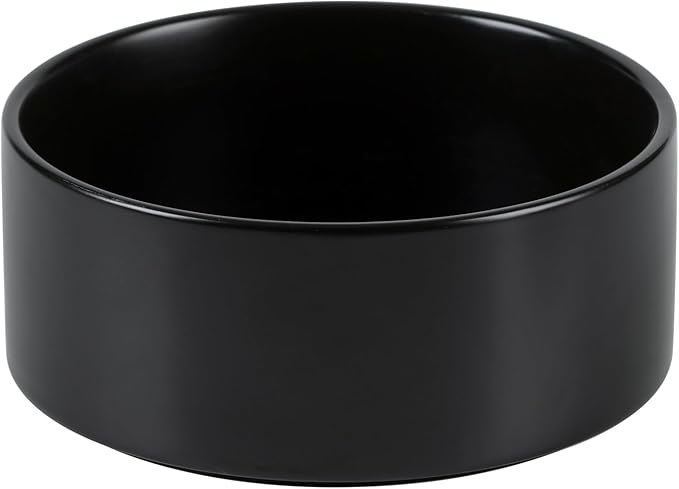 Ceramic Dog Bowl, Food and Water Bowl for Medium Breed Dog, Pet Bowl for Replacement (7.3 inch, Single Bowl, Black)