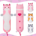 Long Plush Cat Pillow: Cute Plush Cat Toy Doll, Stuffed Animal Cat Hugging Pillow for Sleeping, Gift for Kids and Girls (Pink, 90cm/35.4in)