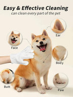 Pet Grooming Glove Wipes, 20pcs pack,Fragrance Free, Hypoallergenic Dog Cat Cleaning Glove Wipes, Odor Removing, No-Rinse Formula, Large Size Thickened Gloves for Dog Bath, Daily Care, Traveling