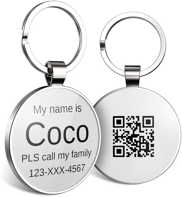 Dog Tags Personalized for Pets Custom Dog Tags Dog Name Tag QR Code Pet Tags Smart Pet ID Tags Free Online Pet Page Prevent Lost/Modifiable Colorful Paw Print