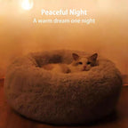 Cat Beds for Indoor Cats, Dog Bed, Cat Bed, Machine Washable, Fluffy Round Pet Bed Non-Slip, Autumn and Winter Warmth, Cuddler Cushion Self Warming (Gradient Brown, 20 inch)