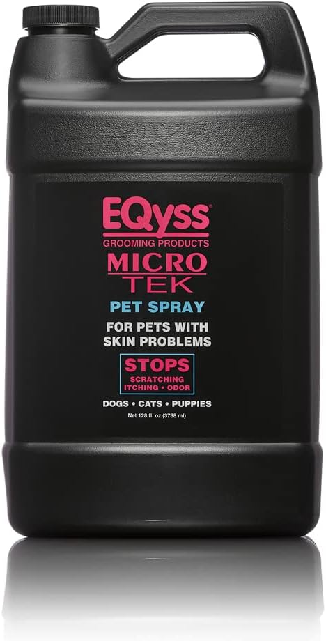 EQyss Micro-Tek Pet Itch Relief Spray - Soothes Dry Irritated Skin, Stops Itching, Scratching, Biting, Licking Hot Spots - for Cats & Dogs (128 oz)