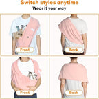 Dog Sling Carrier – Ice Silk Dog Slings for Small Dogs up to 10 lbs, Breathable Dog Carrier Sling with Adjustable Safety Strap & Buckle, Portable Cat Sling Carrier (Pink)