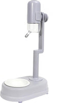 Pet Standing Water Dispenser Cat Dog Standing Ceramic Bowl Automatically Feeding Water Height Adjustable Detachable Pole (Grey, Large)