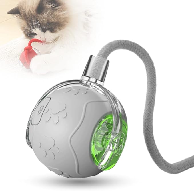 2026 New Interactive Cat Toy Balls, Upgraded Cat Toy Ball for Bored Indoor Adult Cats, Interactive Pet Ball for Cats (Gray)