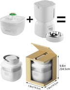 Automatic Pet Feeder and Water Dispenser, LCD Screen Timer for Cats & Dogs, Locking Lid, 1-4 Meal Portions, Dual Power, Voice Recorder