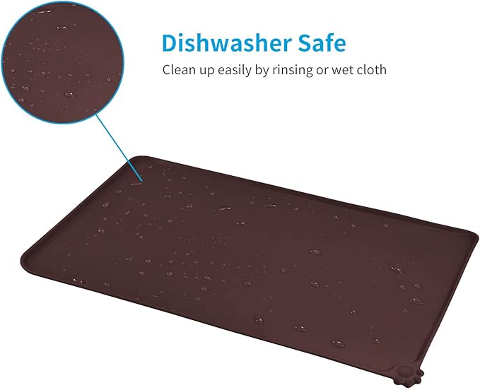 AUDWUD Silicone Waterproof Pet Feeding Mats,Anti Slip Bowl Pad, Dog Mat for Food and Water