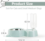Dog Bowls, Puppy Cat Food and Water Bowl Set with Water Dispenser and Stainless Steel Bowl Detachable Gravity Pet Feeder and Waterer Set for Cats Dogs Puppy Rabbit (Grey)