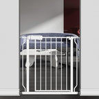 TSAYAWA Extra Wide Baby Safety Gate 29.6-33.8Inch Auto Close Child Gates, Pressure Mounted Gate for Stairs & Doorways, Indoor/Outdoor Heavy-Duty Pet Gate for Toddlers, Dogs, White