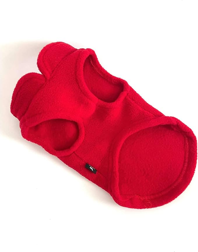 JACKO & CO - Fleece Vest Sweater with Leash Ring - Soft Lightweight Breathable for Puppies Small Medium Dogs, Kitten, Cats, Chihuahua - Warm for Fall/Autumn/Winter (Red, Medium 6-10lbs)