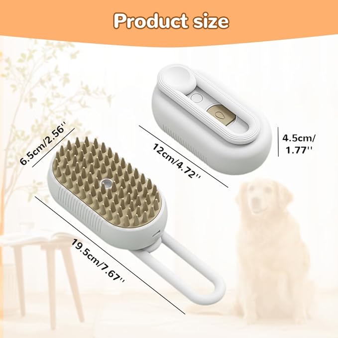 2025 New Pet Steam Groomer Brush, 3 in 1 Cat Steam Brush for Massaging and Cleaning Shedding Hair, Upgrade Pet Steam Groomer Comb Multifunctional Hair Removal Comb for Cats Dogs (White)
