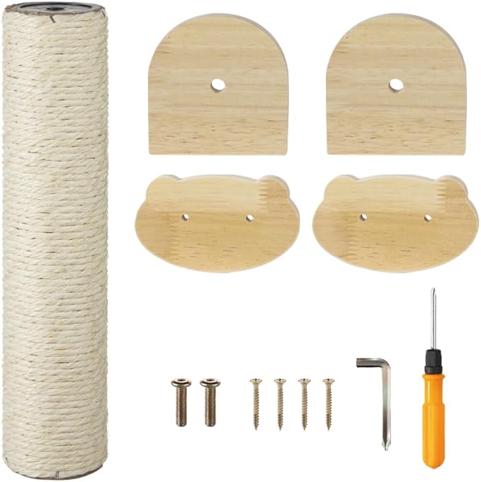 haozaikeji Cat Scratching Post for Crate Cage, Cage Mount Cat Scratcher Cage Scratcher Pole Natural Sisal Cat Scratching Post with Self Groomer and Massager for Indoor Cats Kitten