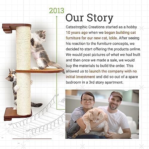 Catastrophic Creations Floating Cat Scratching Post, Hand-Crafted Sisal Cat Scratcher Post, Wall Cat Shelves & Scratching Posts for Indoor Cats, Durable & Modern Cat Furniture (1 Pc)