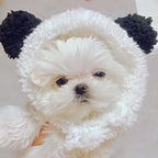 JOICEE Cute Cat Costume - Warm Bear Hat for Small Pets (Black & White)