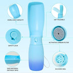 Dog Water Bottle, Travel Puppy Water Bowl, Leak Proof Portable Puppy Water Dispenser, Foldable Dog Water Bottle for for Pets Outdoor Walking, Hiking, Travel, Food Grade Plastic - 19oz Blue