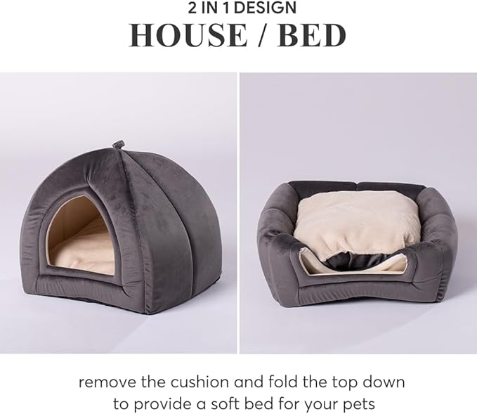 KASENTEX Cozy Small Pet Bed - Ultra Soft Plush Cushion for Cats and Small Animals, Washable Sleeping Pad, Perfect for Indoor Pets, 11 Inches, Dark Grey