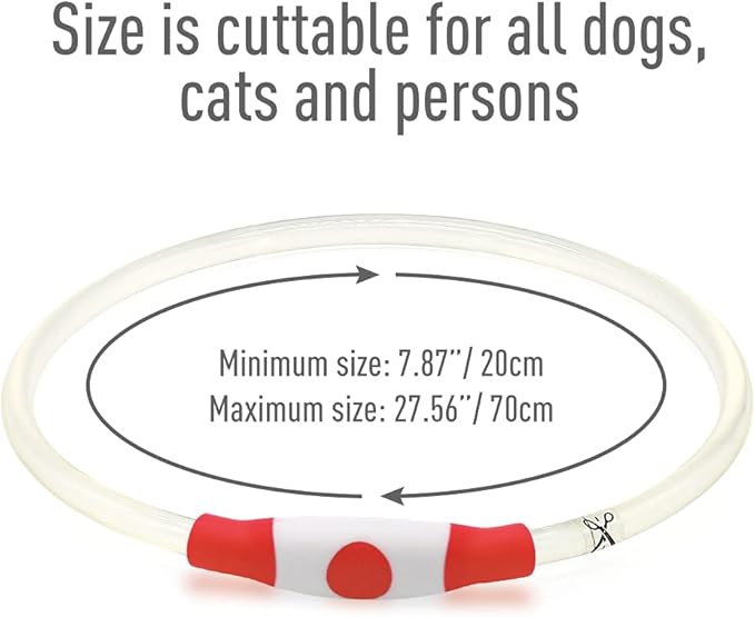 Colaseeme LED Dog Collar, Light Up Dog Collar 1 Count USB Rechargeable TPU Glow Safety Dog Necklace Light, Dog Lights for Small Medium Large Dogs, Please Do Not Use Fast Charging (Red)