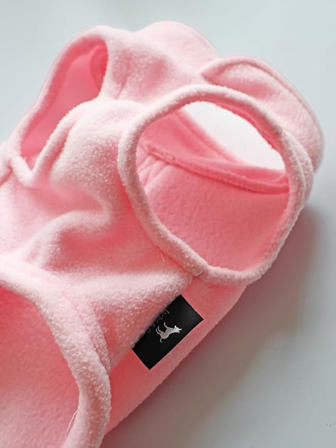 JACKO & CO - Fleece Vest Sweater with Leash Ring - Soft Lightweight Breathable for Puppies Small Medium Dogs, Kitten, Cats, Chihuahua - Warm for Fall/Autumn/Winter (Pink Lemonade, XX-Large 25-35lbs)