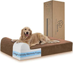 Orthopedic Dog Beds for Large Dogs, 7" Memory Foam Dog Beds with Waterproof Liner, Chew Proof Microsuede Cover, Removable and Washable, Nonskid Bottom, 48"x30" L Brown