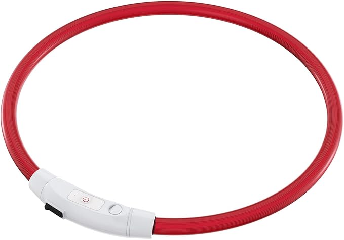 Light Up Led Dog Collar Rechargeable Waterproof, Glow in Dark Dog Collar, TPU Cuttable Lighted Dog Collars for Night Walking Charging USB, Safety for Small Medium Large Dogs Red