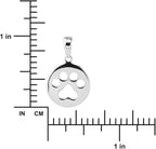 Hawaiian Silver Jewelry Dog Paw Print Pendant Necklace – 18-inch Sterling Silver Paw Print Necklace – 925 Sterling Silver