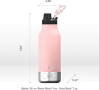 Asobu Dog Barky Bottle – Insulated Stainless Steel Water Bottle with 2 Removable Dog Bowls for Food, Treats & Water – Pet-Friendly Travel Bottle for Hiking, Road Trips & Outdoor Adventures