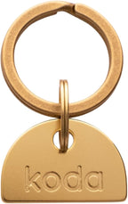 Solid Brass PET TAG - Modern, Minimal Pet IDs. Durable, Lifetime Tags with deep Cut Text. Includes Space for Two Phone Numbers. (Arch Mini)