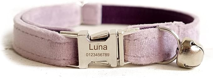 Cat Collar Personalized with Name Phone Number Engraved,Customized with Bell for Small Dogs Puppy Kitten