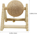 ABOOFAN Cat Scratcher Toy with Sisal Ball Cats Scratching Rope Ball Interactive Rotatable Wood Pet Scratcher Toys Durable for Indoor Kitties to Grind Claws Pet Furniture Supplies