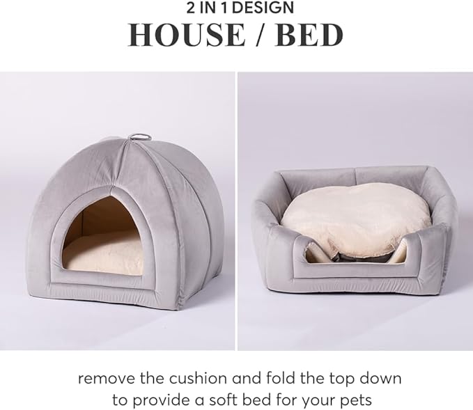 KASENTEX Cozy Small Pet Bed - Ultra Soft Plush Cushion for Cats and Small Animals, Washable Sleeping Pad, Perfect for Indoor Pets, 11 Inches, Grey