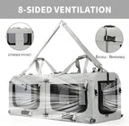 Extra Large Cat Carrier Soft Sided, Portable Small Dog Carrier for 2 Cats, 24"x16.5"x16" Car Travel Folding Comfortable Design with Litter Box and Bowls, Grey-2+ Litter Box+ Bowl*2