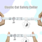 Personalized Safety Elastic Cat Collars with Bell Soft Silicone Cover for Air Tag,Laser Customized Stretch Kitten Collars for Girls Boys Cats (White)
