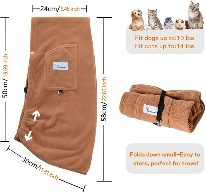 Dog Sling Carrier - Dog Sling for Small Dogs up to 10 lbs, Dog Carrier Sling with Adjustable Safety Strap & Buckle,Portable Dog Slings for Travel, Hands Free Cat Sling (Khaki)