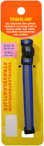 Travel Cat Breakaway Cat Collar - Blue Adjustable Cute Cat Collar with Quick Release Safety Buckle for Boy and Girl Cat - Nylon 8-13 inch Length Kitten Collar with Metal D-Ring, Machine Washable