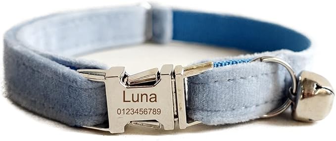 Cat Collar Personalized with Name Phone Number Engraved,Customized with Bell for Small Dogs Puppy Kitten